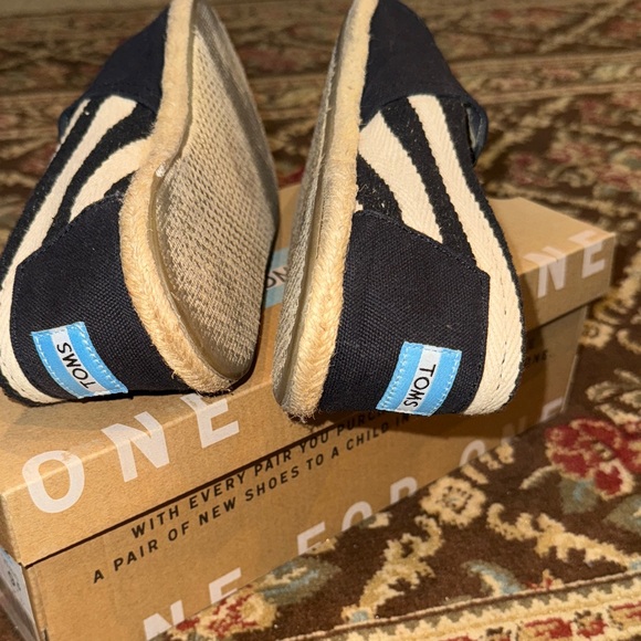 TOMS Women's Classic Black Stripe University Canvas Slip-On Loafers - Picture 3 of 6